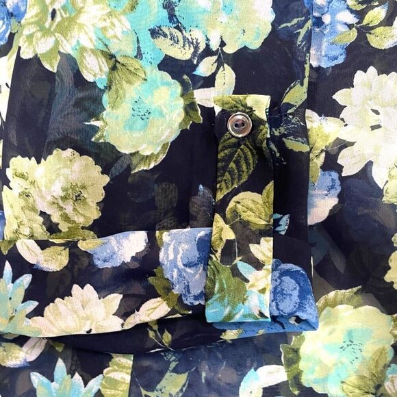 A’GACI Semi- Sheer Floral Print Blouse Sz M - Picture 7 of 10